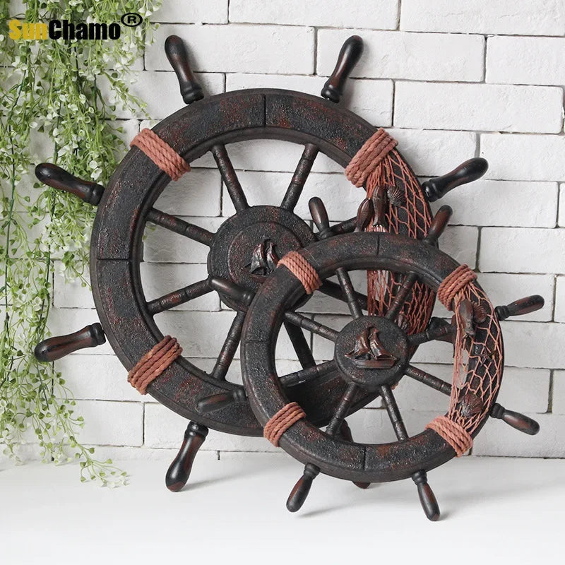 Wooden Mediterranean Style Retro Handmade Ornaments Accessories Bar Decoration Anchor Boat Background Wall Sunchamo