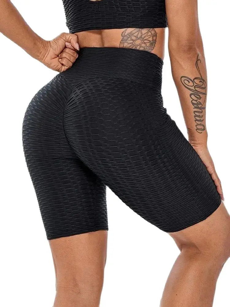 Textured Booty Yoga Shorts Women Anti-Cellulite Scrunch Short Leggings with Pockets Gym Workout Run Casual Tummy Control Tights