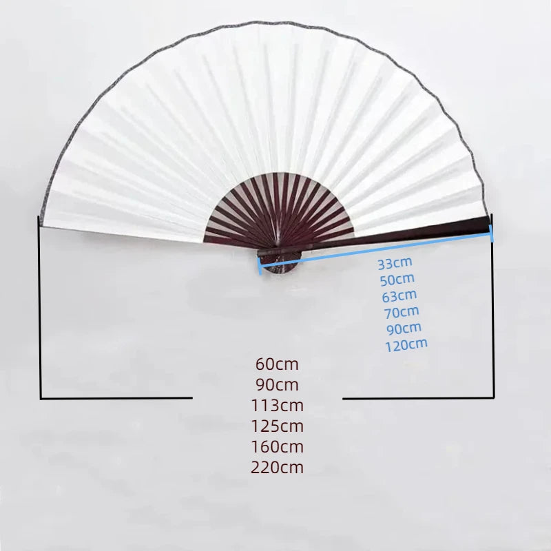 Large Blank Golden Foils Xuan Paper Fan Retro Wall Mount Painting Calligraphy DIY Paper Fan Oversize Home Decorative Folding Fan