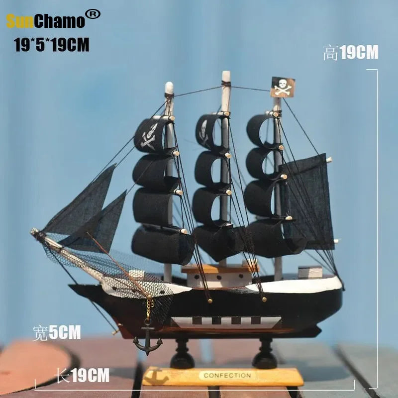 Home Decoration Mediterranean Style  Caribbean Pirate Black Pearl Ship Model Birthday Gift Desk Ornament A01 Living Room Decor