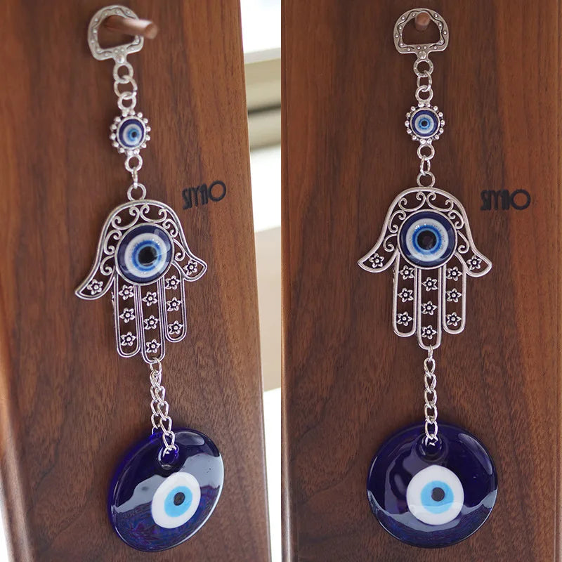 Wall Hanging Pendant Amulet Lucky Charm Blessing Protection Gift Turkish Blue Evil Eye Hamsa Hand Flower for Home Decoration