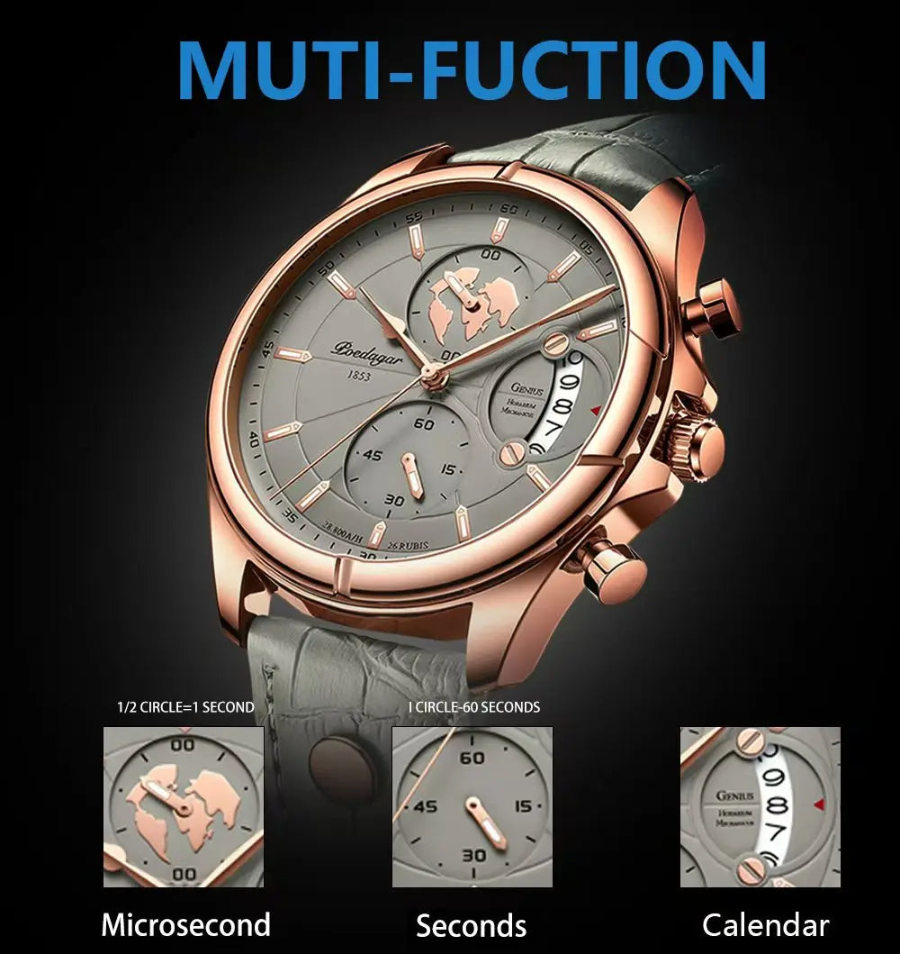 POEDAGAR Luxury Brand Man Watch Chronograph Date Waterproof Leather Watches For Men Casual Male Clock Sports Quartz Men's Watch
