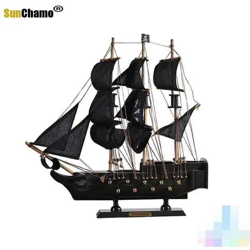 Home Decoration Mediterranean Style  Caribbean Pirate Black Pearl Ship Model Birthday Gift Desk Ornament A01 Living Room Decor