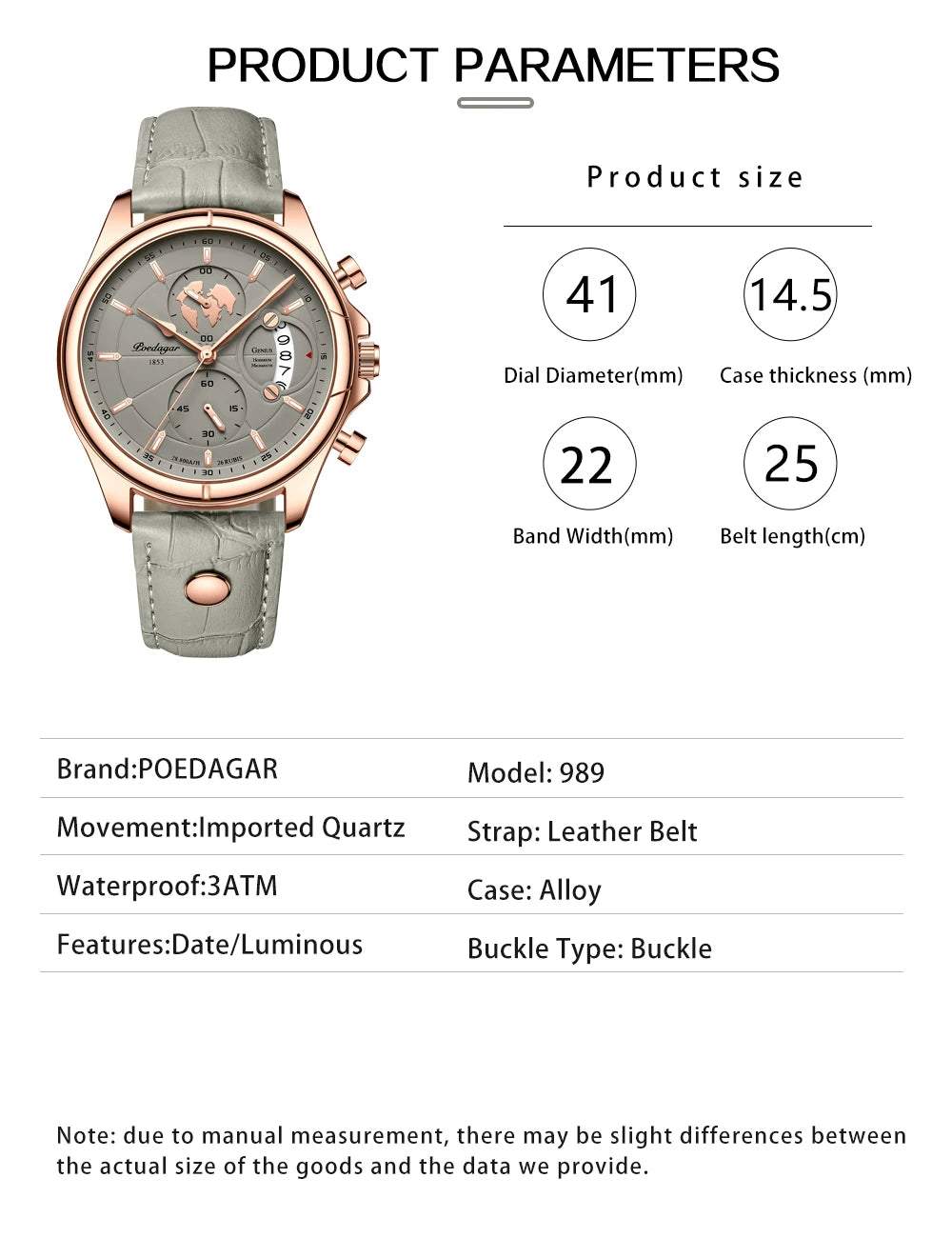 POEDAGAR Luxury Brand Man Watch Chronograph Date Waterproof Leather Watches For Men Casual Male Clock Sports Quartz Men's Watch