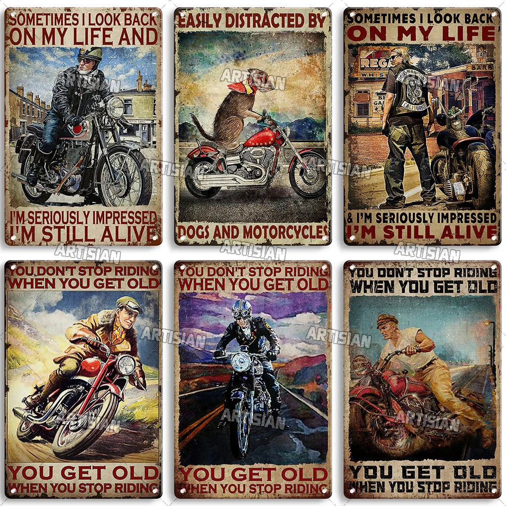 Artisian Motorcycle Metal Poster Motorbike Tin Plaque Racing Riding Decorative Plate Wall Decor Garage Bar Pub Club Hotel Cafe