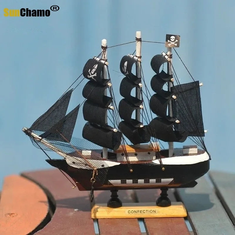 Home Decoration Mediterranean Style  Caribbean Pirate Black Pearl Ship Model Birthday Gift Desk Ornament A01 Living Room Decor