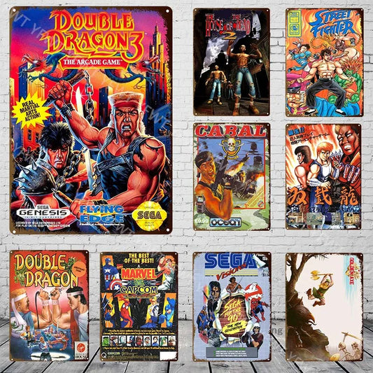 Classic Fight Video Game Metal Tin Sign Retro Poster Wall Decor for House Home Room Vintage Painting Plaque Gaming Sticker