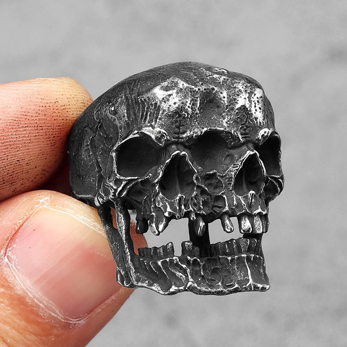 Schizophrenia Skull Men Rings Stainless Steel Women Jewelry Punk Rock Vintage Black Gothic Fashion Accessories Gifts Wholesale