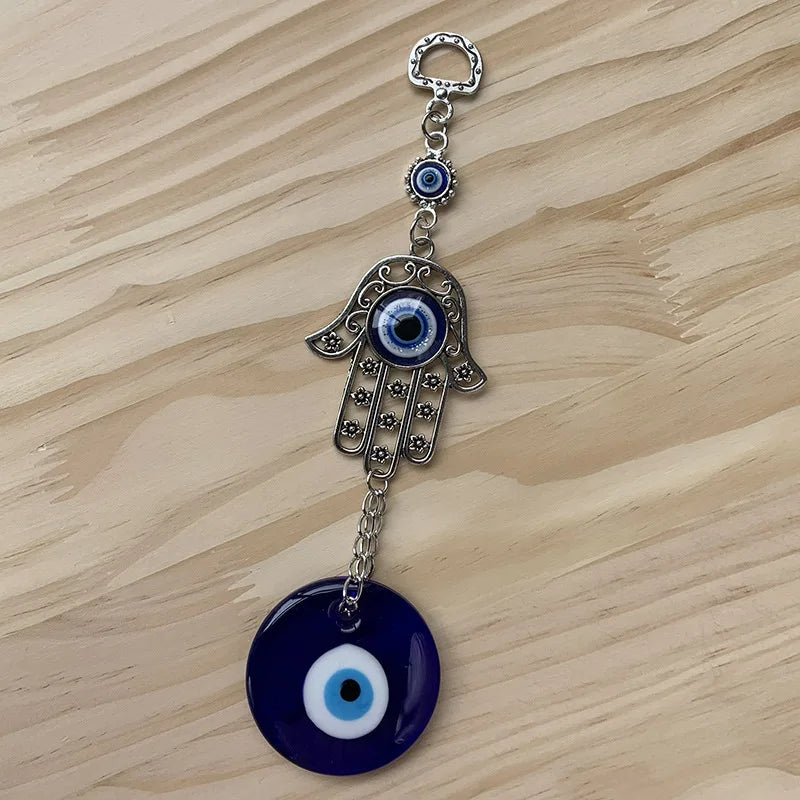 Wall Hanging Pendant Amulet Lucky Charm Blessing Protection Gift Turkish Blue Evil Eye Hamsa Hand Flower for Home Decoration