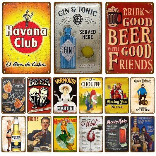 Whiskey Plaque Vintage Tin Sign Home Wall Decor For Bar Pub Man Cave Decorative Plates Drink Cold Beer Wine Metal Sign Poster