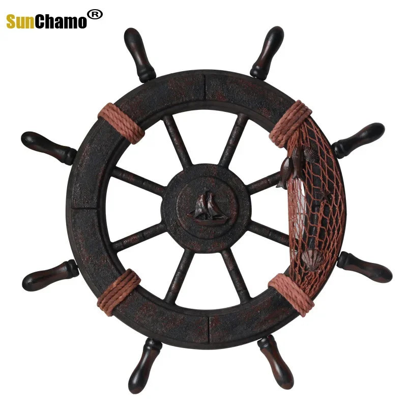 Wooden Mediterranean Style Retro Handmade Ornaments Accessories Bar Decoration Anchor Boat Background Wall Sunchamo