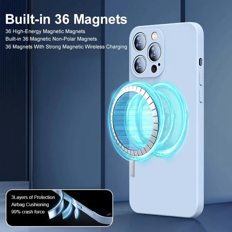 Magnetic Liquid Silicone Case For iPhone 14 12 11 13 Pro Max