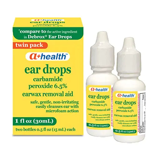 A+Health Earwax Removal Drops Carbamide Peroxide 6.5% Made in USA Twin Pack 1 fl Ounce